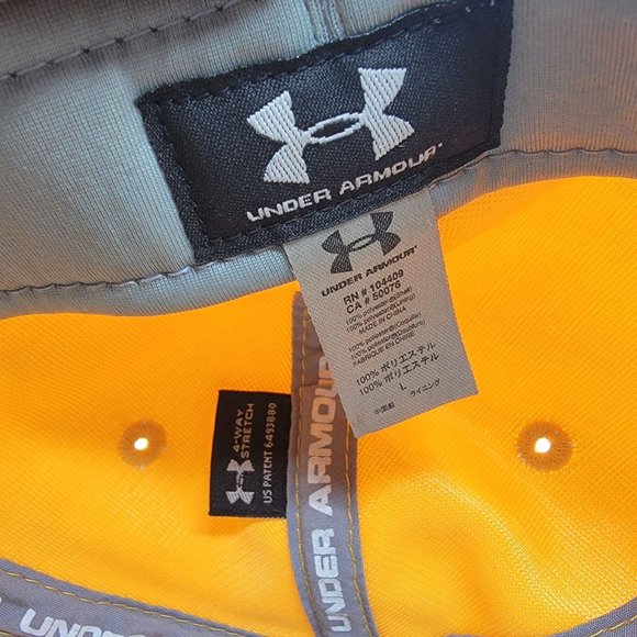 Under Armour Yellow White Large Athletic Hat Cap Outdoors Casual Comfort - Picture 8 of 9